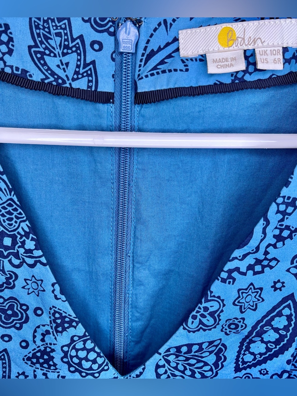 Boden Blue Paisley V-Neck Dress - Picture 2 of 6